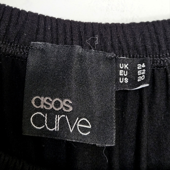 Asos Curve Plus Black Jumpsuit Off Shoulder Layered Ruffle Top Wide Leg 20 EUC - Picture 7 of 15